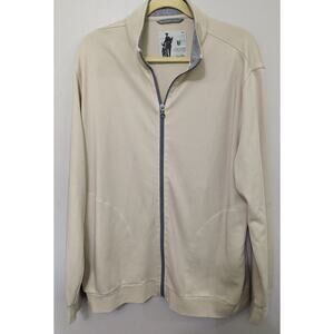 LinkSoul Men's Classic Golf Full Zip 100% Luxury Cotton Cream Color Size L